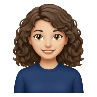 A brunette wavy hair girl, with fair/olive skin, simple makeup wearing navy blue clothes sticker