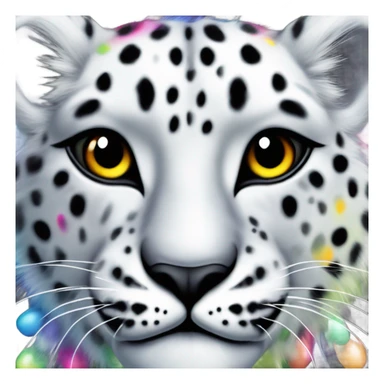 snow leopard with rainbow spots sticker