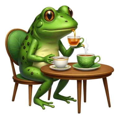 Frog drinking tea sticker