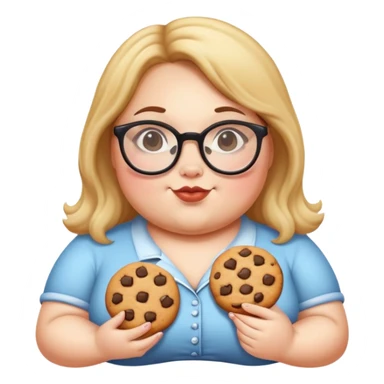 A fat girl with glasses with a cookie in hand sticker
