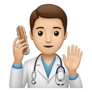 Radiografía de mano sostenida por un médico sin estetoscopio bata blanca  piel clara cabello café obscuro hombre sticker