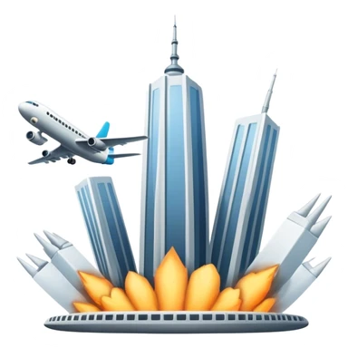 Airplane hitting 2 towers sticker