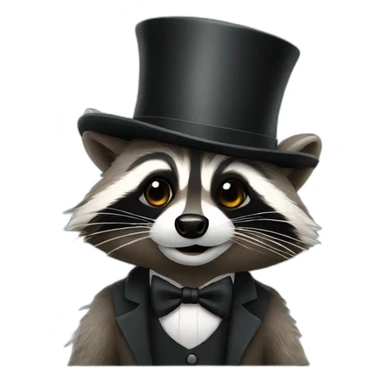 Raccoon with a top hat sticker