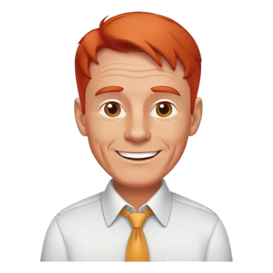 cheerful senior white male, athletic build, receding red hair, professional and friendly, in a collared shirt sticker