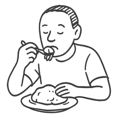 hand drawn sketch, simple lines, man eating sadza, focus on food and hands sticker