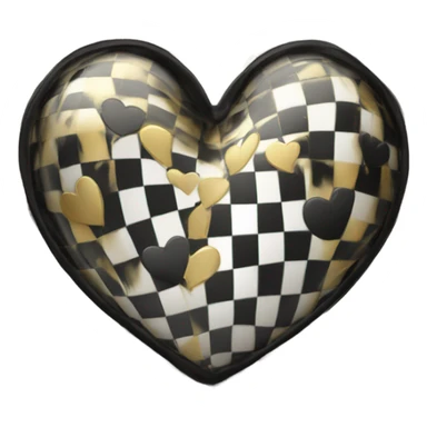 checkered black and white heart with gold trim  sticker
