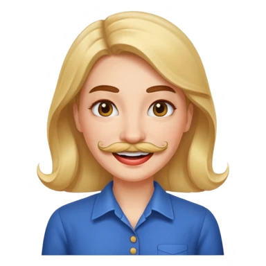 woman with mustache sticker