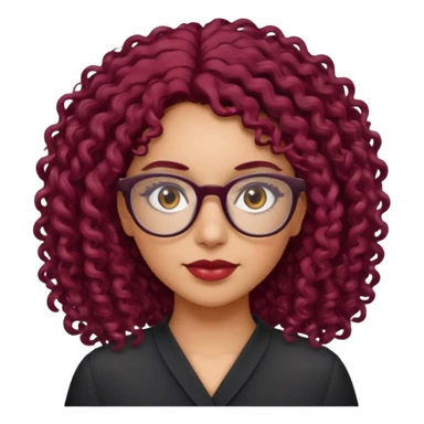 hispanic women with brown eyes and clear glasses and burgundy curly hair sticker