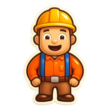 Add a shirt and trousers to the average build man emoji, keep the style and happy expression, no background. sticker
