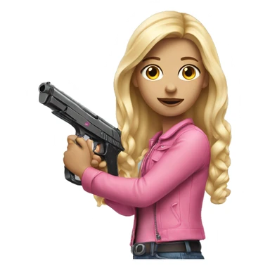 realistic blonde girl holding a pink gun sticker