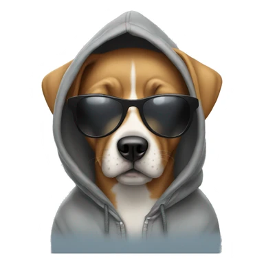 Dog wearing hoodie with sunglasses on sticker