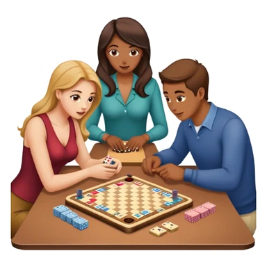 4 people playing board games  2women and 2 men no hats sticker