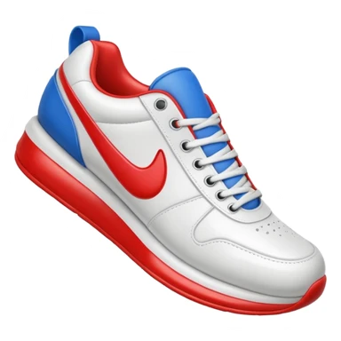 3D Apple-style emoji of a sneaker pressing down on the ground, showing the sole clearly. Rounded, glossy, smooth, soft shadows, white background. sticker