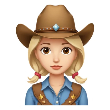 Short Blond woman with cowboy hat, brown eyes sticker