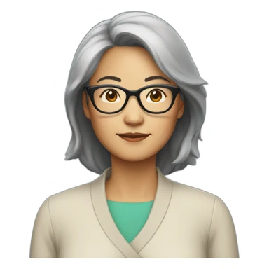 middle aged Asian woman with glasses sticker