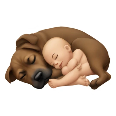 A baby sleeping by a dog  sticker
