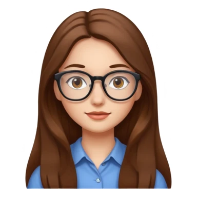 Beautiful girl with long brown hair and glasses sticker