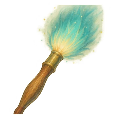 magical paintbrush with glowing bristles, soft painterly look, creative and enchanting, no background sticker