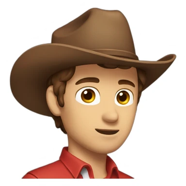guy wih brown hair cap on cowboy red shirt brown eyes  sticker