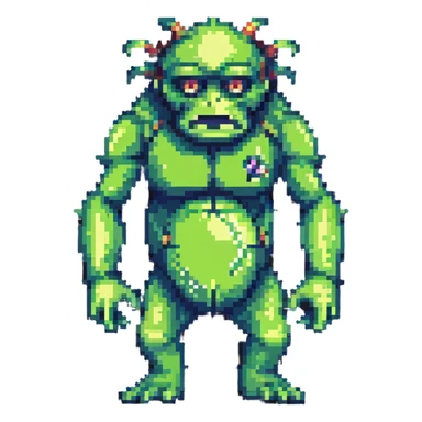 Hulk transformation sequence, scientist becoming green monster, retro game style sticker