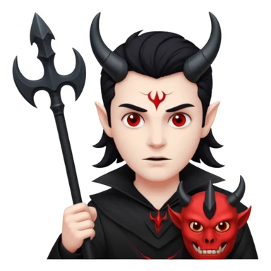 satan holding trident sticker