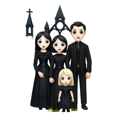 Adams Family style horror overgrown Haunting graveyard field Victorian mansion  sticker