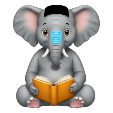 sitting An elephant with a book sticker