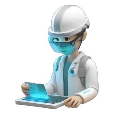 Futuristic-Biomedical-Engineer-studying-hologram-3d-model-of-breast sticker