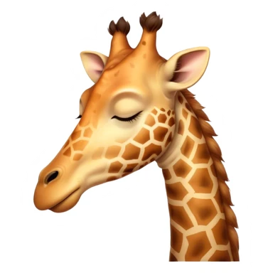 Meme-Worthy Cute Sleeping Giraffe Portrait Emoji, Head resting peacefully with a contented smile, showcasing a slender, elegant build and a luxuriously soft, patterned Fur, eyes shut in a serene, restful nap, Simplified yet hilariously adorable features, highly detailed, glowing with a soft, drowsy light, high shine, relaxed and utterly lovable, stylized with an air of playful laziness, bright and heartwarming, soft glowing outline, capturing the essence of a comically sleepy giraffe, so meme-worthy it feels like it could instantly become the next viral sensation of adorable slumber! sticker