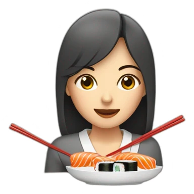 Une femme qui mange des sushi’s sticker