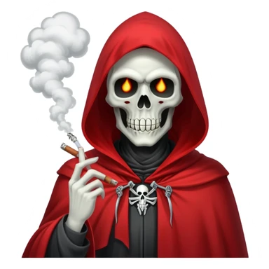 grim reaper in red cape smoking weed with loads of smoke in the air sticker