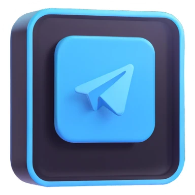 Telegram logo on a transparent glass square rounded block sticker