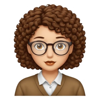 brown eyes brown short curly hair with glasses sticker