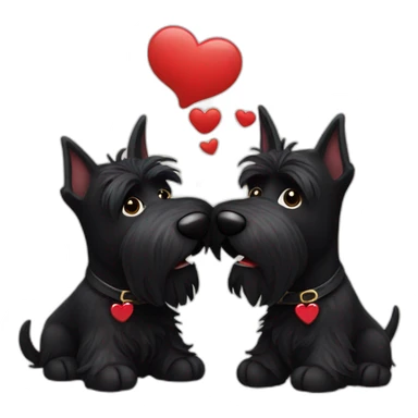 Two black Scottish terrier kissing sticker