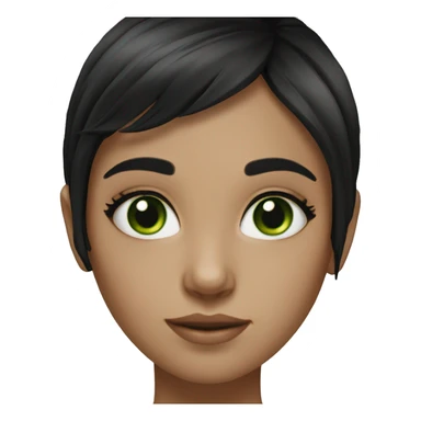 realistic black haired girl green eyes sticker