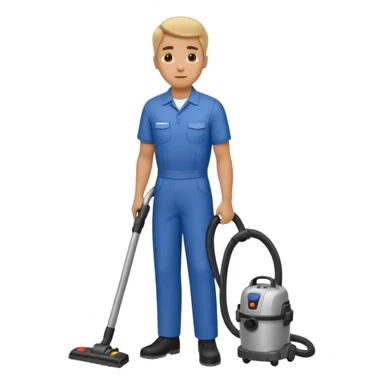 técnico de limpieza hombre sujetando una aspiradora de agua sticker