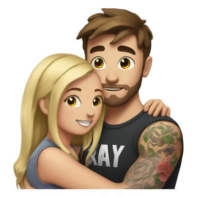 mr beast with tattoos hugging brunette girl sticker