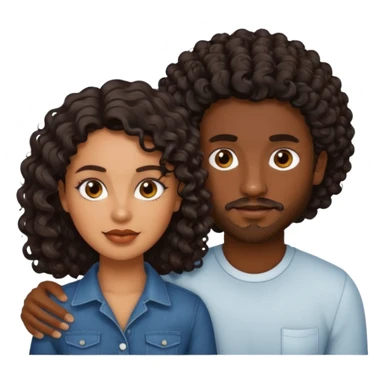 Dark brown skin man with a light beard and a curly   fade haircut with dark brown eyes with a brown skin  Latina woman with dark wavy hair  sticker
