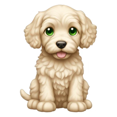 Cream cockapoo puppy whole body with green eyes sticker