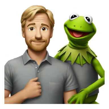 realistic portrait with Kermit sticker