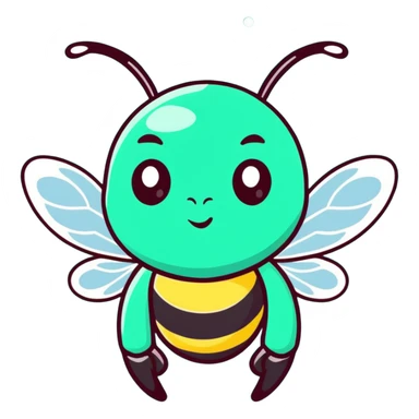 Glamorous mint green female bee with diamond-studded wings, rhinestone decorations, and glittery body sticker