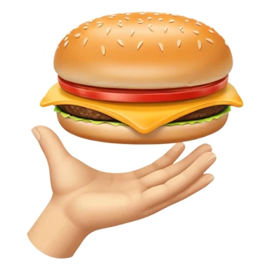 Yellow hand looking like holding burger but without the burger sticker