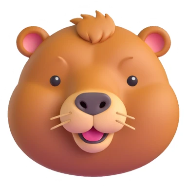3D emoji of a capybara, minimal details, cute and approachable sticker