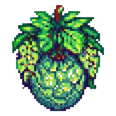 a single green grape, pixel art style sticker