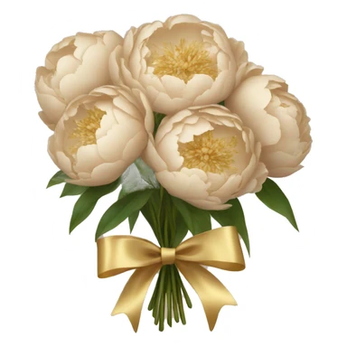 Beige peonies bouquet with golden bow sticker
