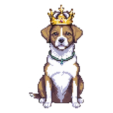 dog wearing a crown, sitting pose sticker