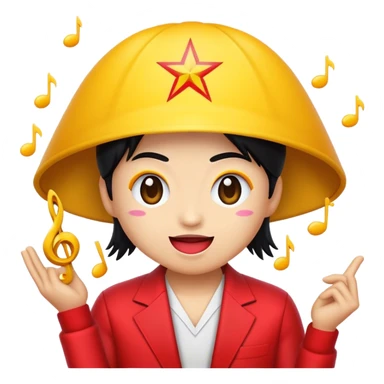 Cinematic Realistic V-pop Music Pop Culture Emoji, showcasing a modern, energetic representation of Vietnamese pop culture rendered with vivid textures and dynamic, colorful lighting. sticker