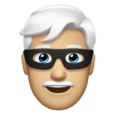white haired guy, blue eyes, black blindfold sticker