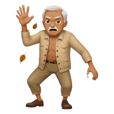 Old man pissed off kicking leaves sticker