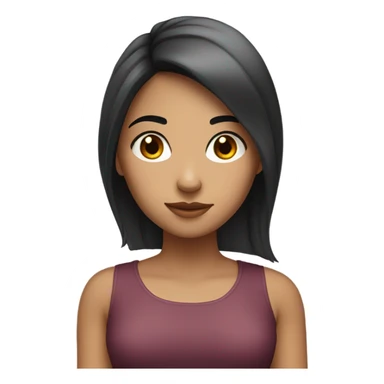 A not-so-brunette girl with medioum black hair with round face  sticker